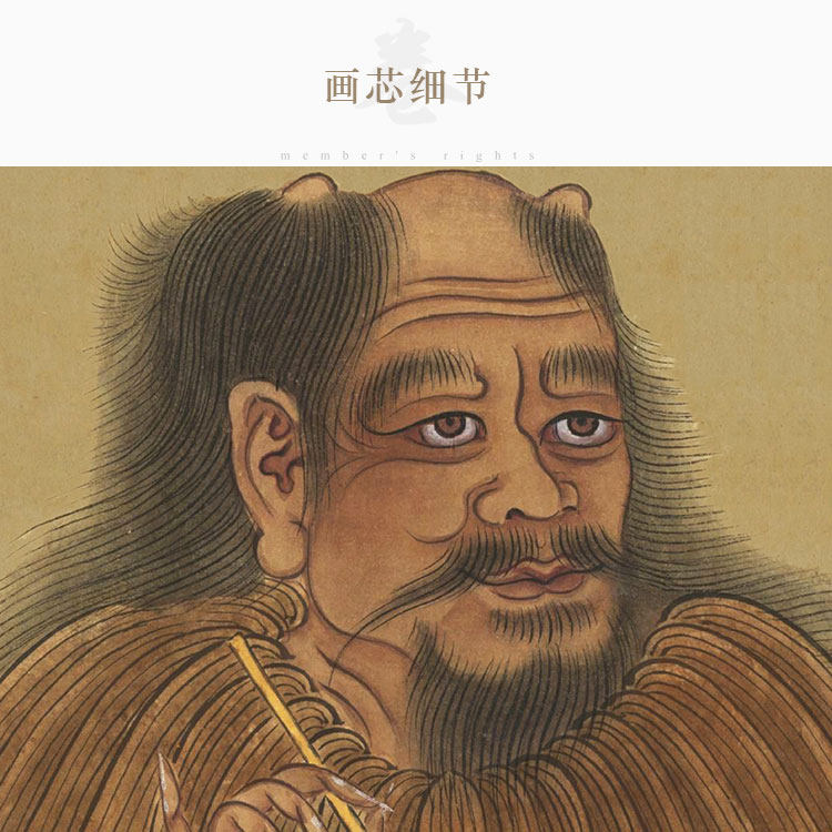 三皇五帝画像 伏羲神农炎帝黄帝尧舜皇帝人物卷轴挂画 绢布装饰画