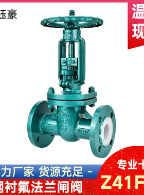 铸钢衬四氟法兰闸阀Z41F46-16C衬氟碳钢耐酸碱防腐蚀阀门DN50 100