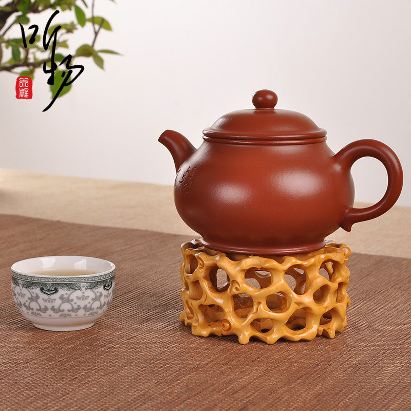 紫木茶壶摆件底座杨黄木托架奇石玉石实砂壶茶壶底座微型盆景底座