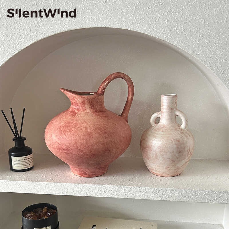 SilentWind侘寂风手绘陶瓷花瓶组合摆件家居桌面玄关民宿插干花器