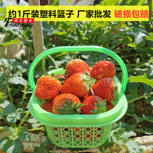 料斤装草莓篮子塑1采摘篮子樱桃篮彩色正方形杨梅篮水果塑篮料篮