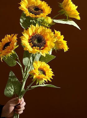 向日葵仿真花束干花假花绢件客厅餐摆装饰花桌花塑料花太阳花摆设