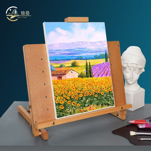 绘岳台式小画架油画素描画板套装便携可折叠升降画术生童用水彩榉