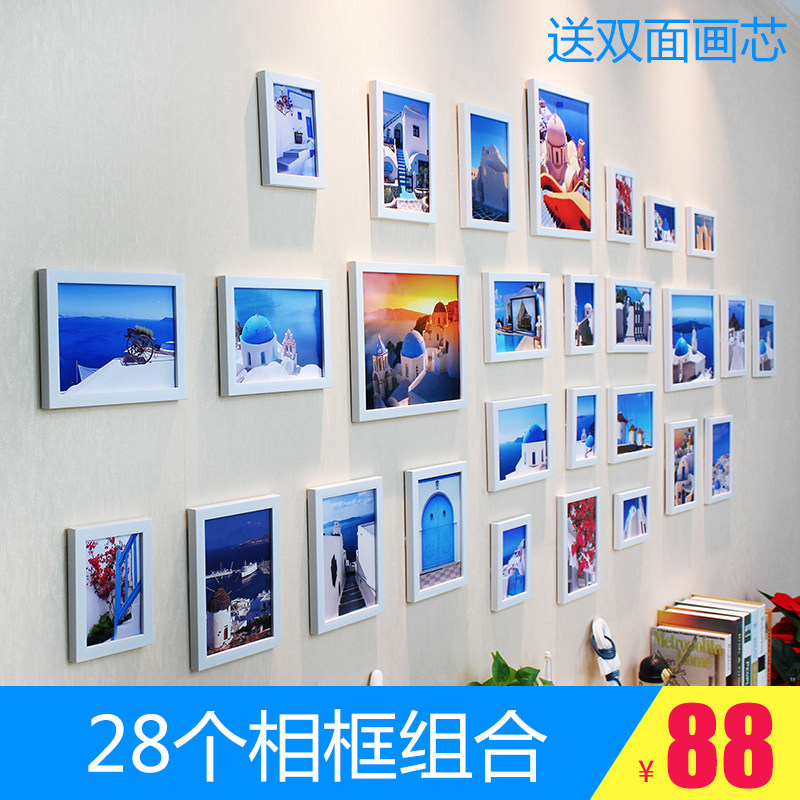 现代客厅照片墙装饰 地框墙欧式相框 挂墙组合相片墙 中相海28框
