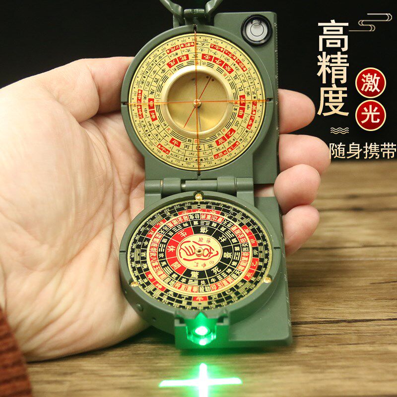 红外线激光寻度罗盘高精龙专随初学者业身携带袖珍迷你二寸指南针