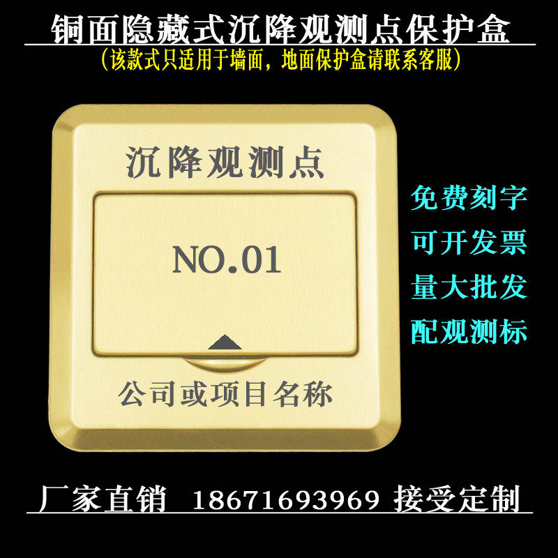 铜沉降观测点预护盒隐蔽式暗装不锈钢测量测志保埋件标钉定制刻字