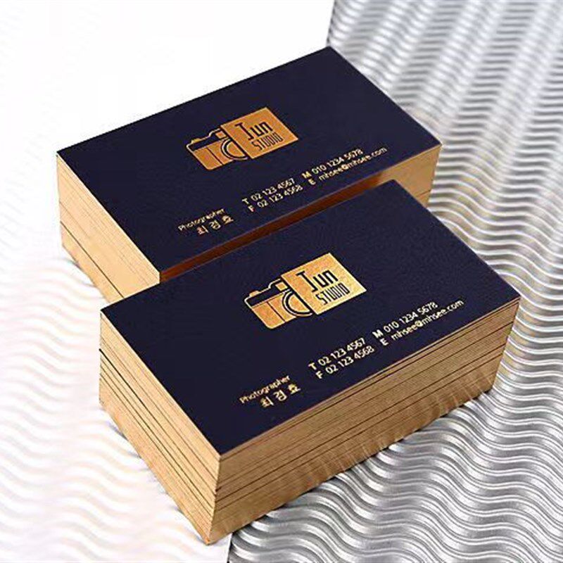 意片制作订做黑烫卡加厚白金边创名公司商务凹凸烫金名片设计印刷