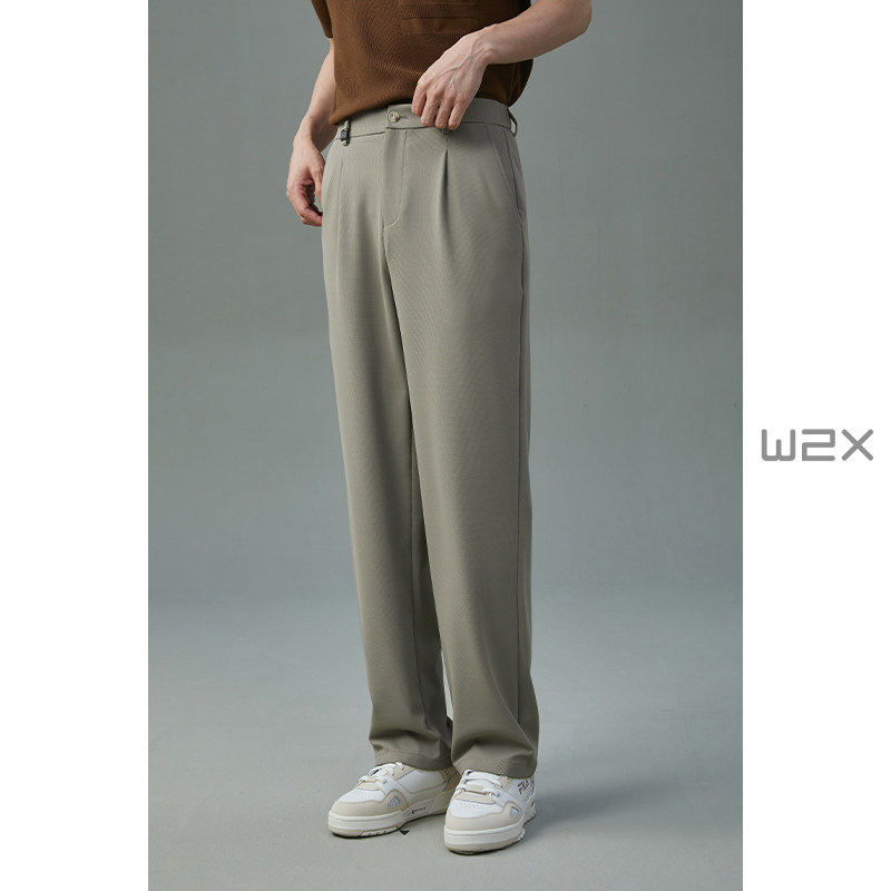 w2x2025新款夏季薄款直筒宽松休闲裤男商务休闲西装裤青年长裤子