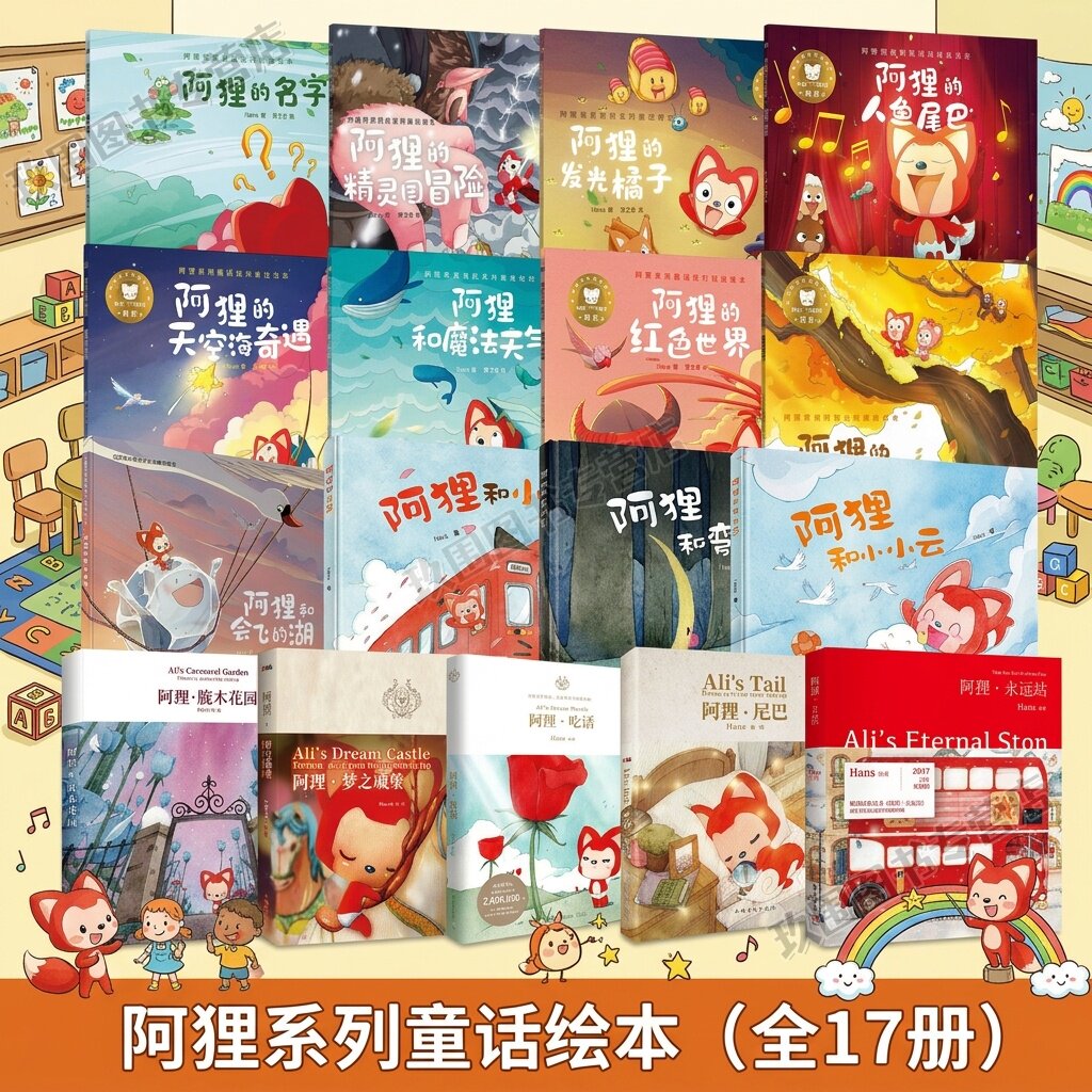 【阿狸系列童话故事绘本全17册】阿狸的名字+阿狸的精灵国冒险+阿狸的发光橘子+阿狸的人鱼尾巴+阿狸的天空海奇遇+阿狸和魔法天气