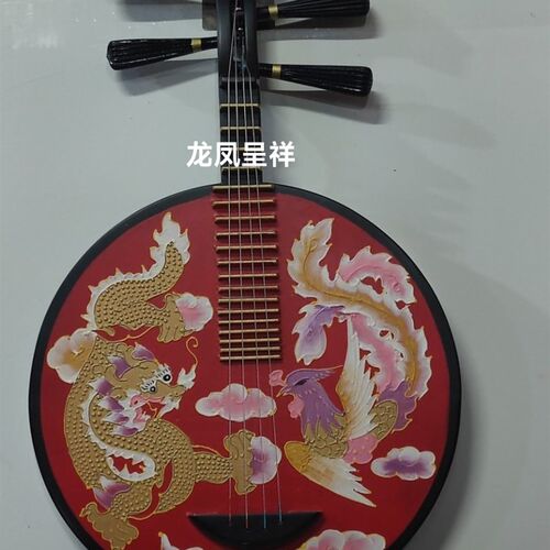 乐器月琴彩绘古典初学入门可装饰做挂件摆件复古墙饰摄影拍摄道具