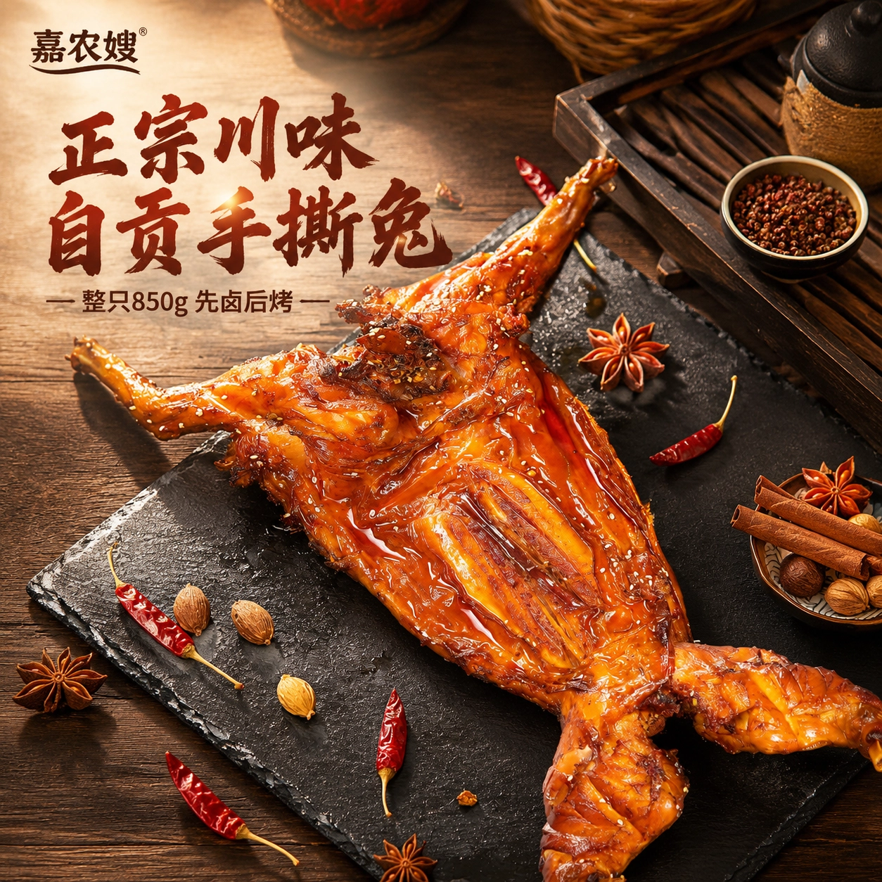 麻辣手撕兔整只850g烤兔