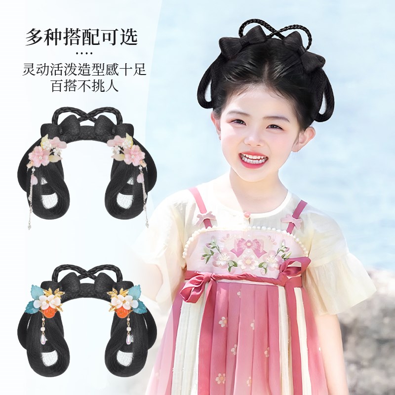古装汉服假发包一体式懒人发箍女童汉服头饰日常全头套古风造型