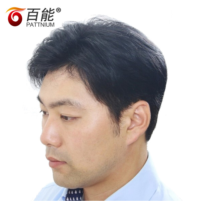 中老年假发男真发制作 逼真男士真人发丝头套 整顶假发男短