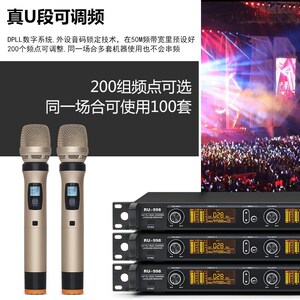 CSJYXDZ无线话筒一拖二专业家用K歌U段调频麦克风舞台演出专用