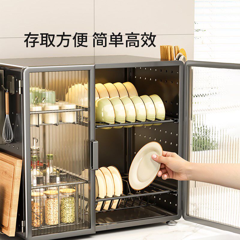 碗碟收纳架双层家用餐具沥水碗筷防尘收纳盒多功能厨房置物架碗柜