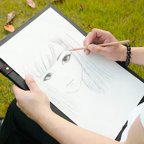 黑色双肩便携式画夹4K 8K素描画板写生速写夹自带画袋可装画纸 幼