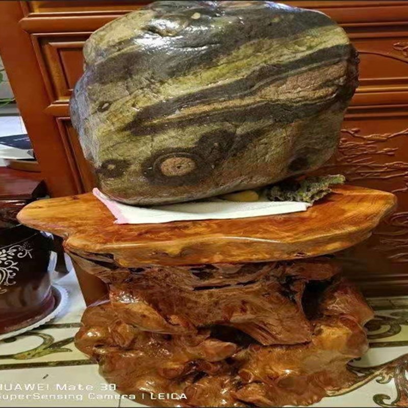 天然实木根雕底座茶几凳客厅大面板根雕凳子玉石底座