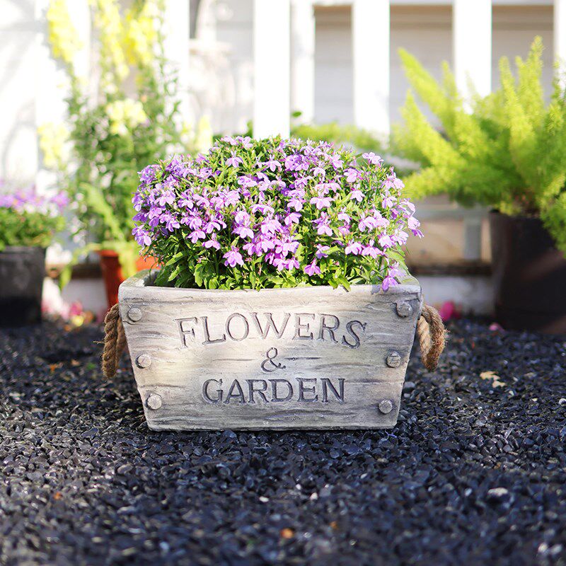 美式乡村复古做旧花盆花店落地绿植盆庭院多肉植物装饰手提花箱