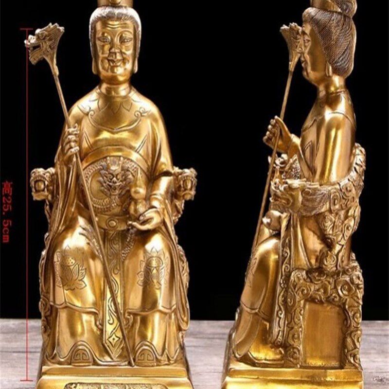 飞龙纯铜梨山圣母黎山梨山老母铜像佛像摆件家居工艺品
