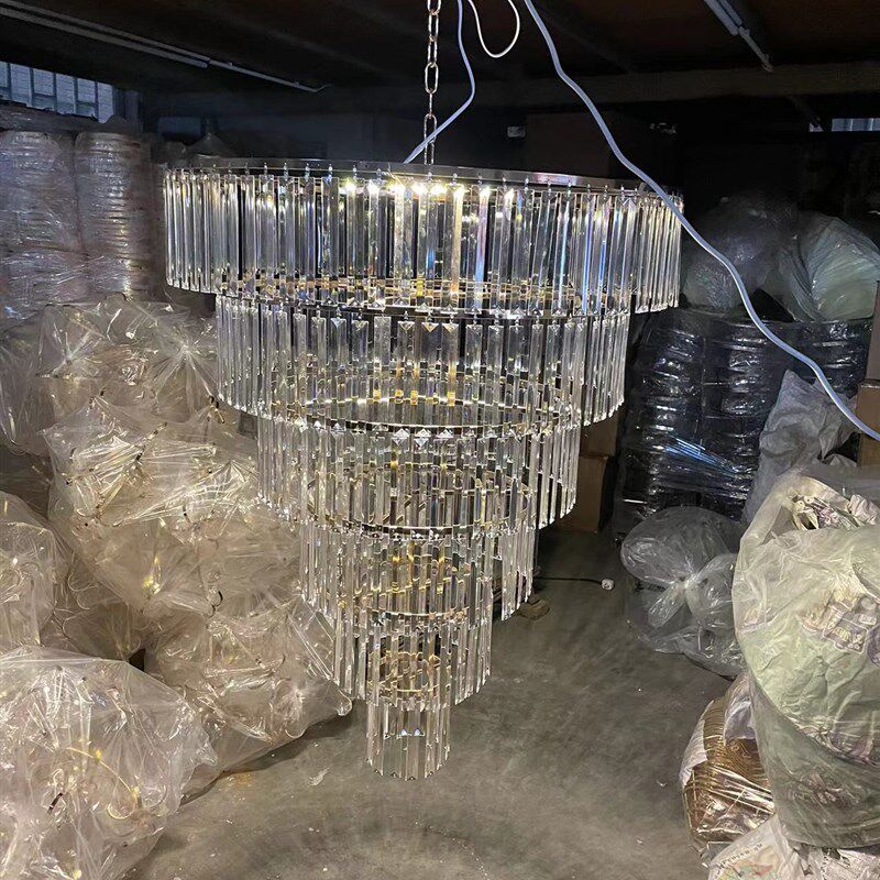 新款婚庆亚克力水晶冰条吊灯婚礼酒店吊顶多层挂件舞台布置创意道