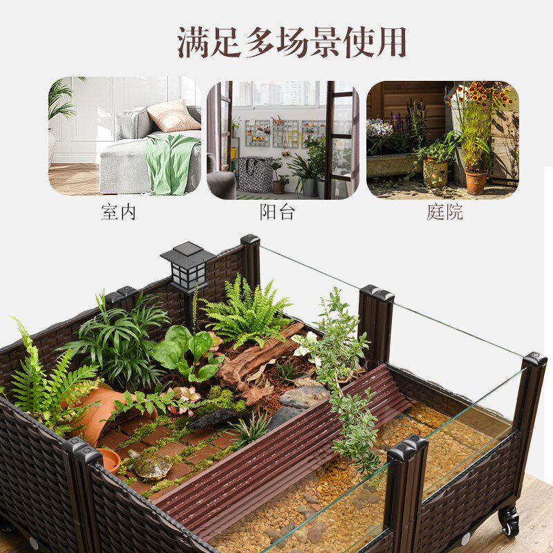 超大乌龟缸带爬台造景绿植生态缸家用养龟专用箱黄缘半水龟养殖箱图片
