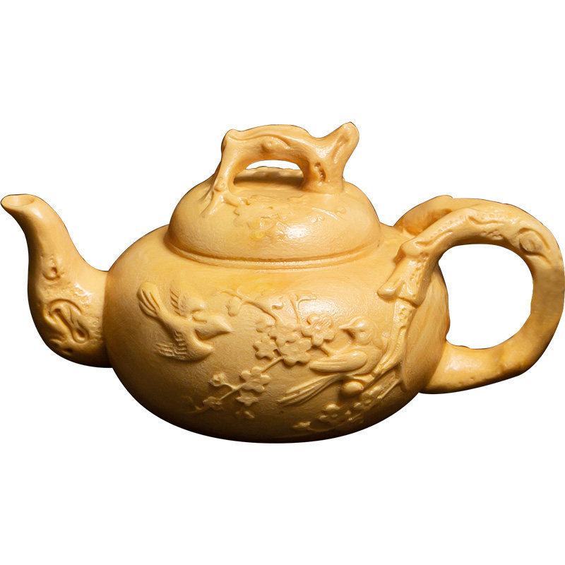 黄杨木茶壶摆件文玩手把件雕刻工艺品钥匙扣随身盘玩把玩木雕挂件