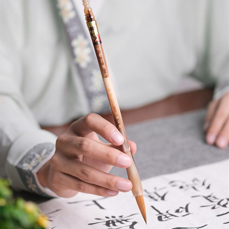 国画礼盒专业级狼毫羊毫兼毫高档毛笔小楷纯狼毫专用中号中楷套装