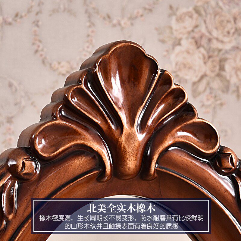 欧式穿衣镜美式古典实木雕花全身镜立体别墅卧室奢华落地试衣长镜