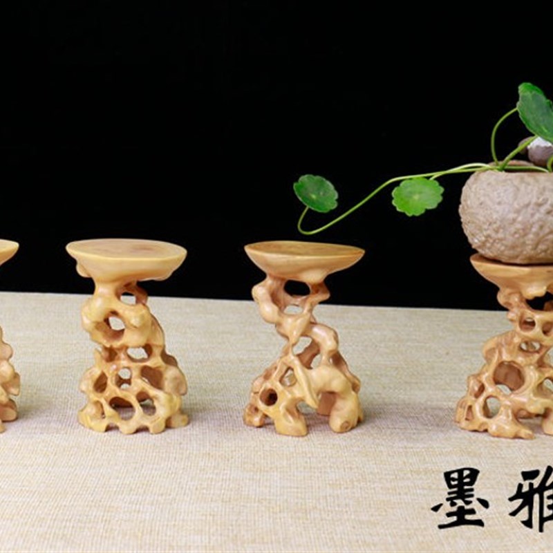 黄杨木实木根雕底座木质手工木雕盆景工艺品文玩摆件茶艺展示装饰图片