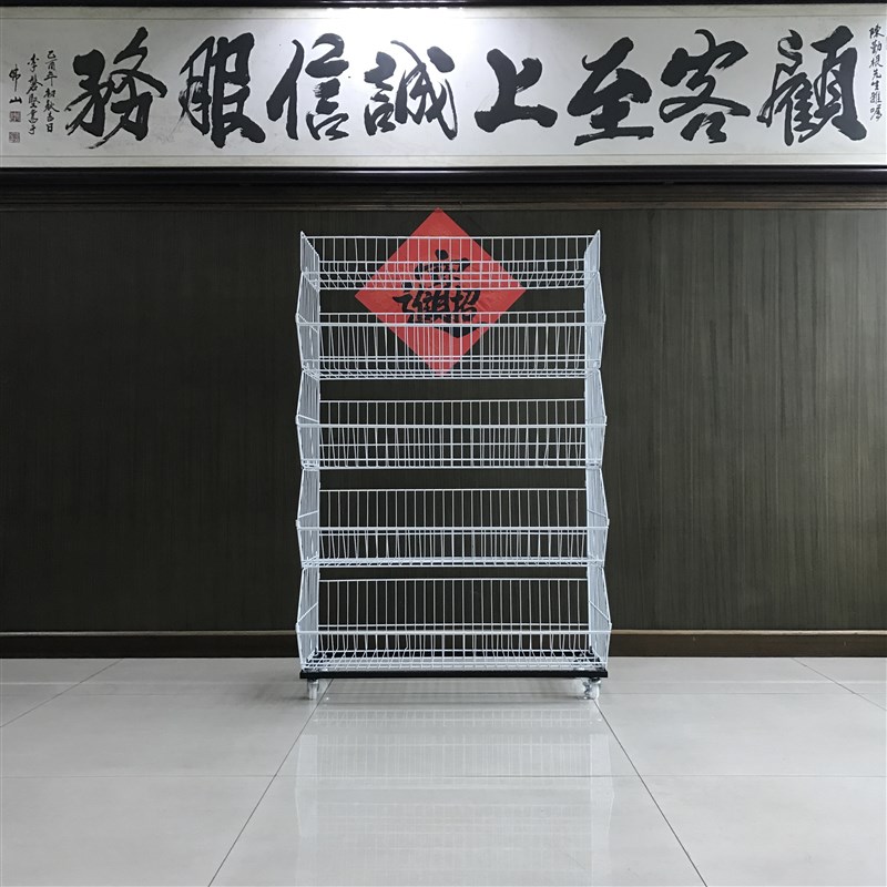 超市便利店零食货架 多功能带轮斜口篮展示架 玩具店文具店置物架