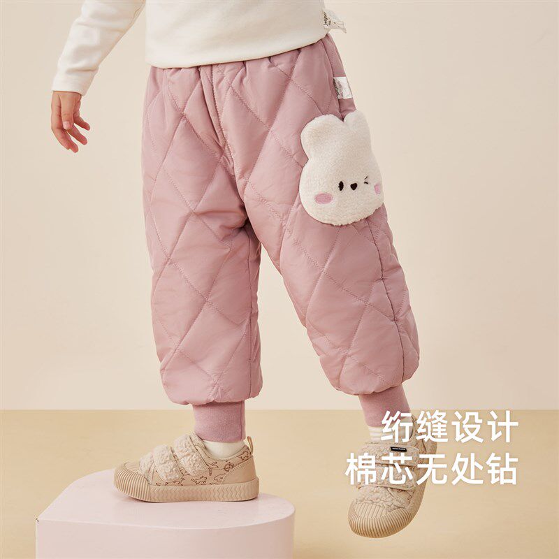 女童冬季棉裤宝宝卡通加绒加厚休闲裤小童秋冬夹棉裤儿童冬装女孩