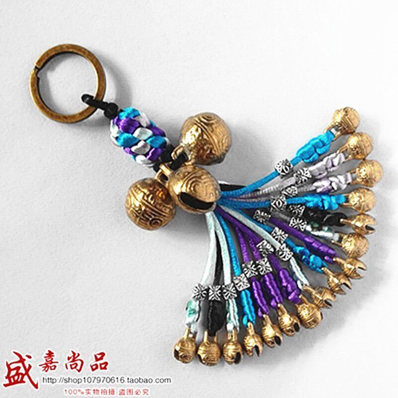 纯手工编织古法虎头铃铛平安符中国结车钥匙链包挂件流苏挂绳饰品