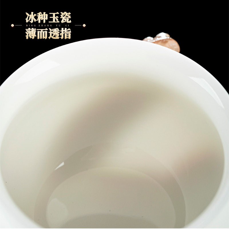 钰铨龙门 冰种玉瓷上釉过滤组 德化高端白瓷茶漏全陶瓷茶渣滤茶器