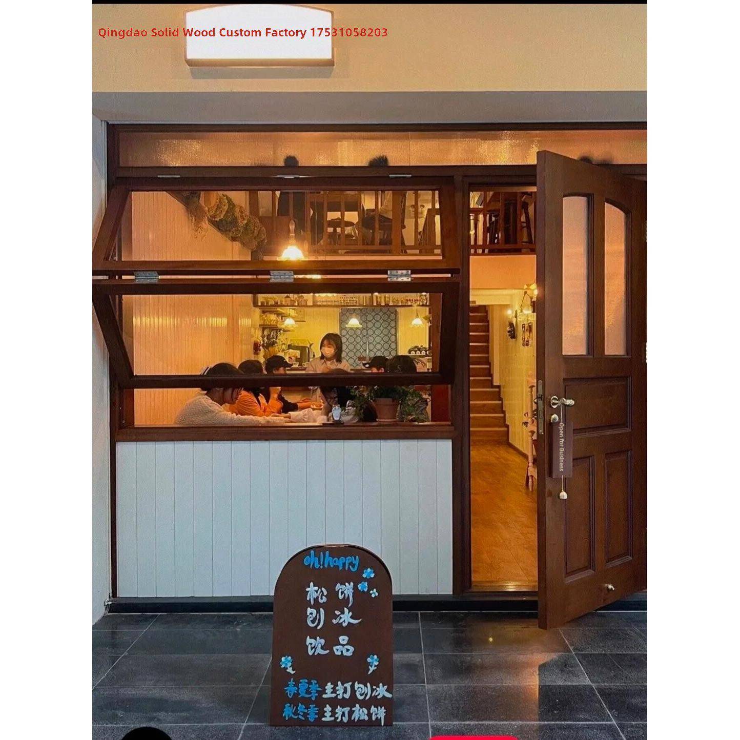 上下滑动窗,室内木窗,左右折叠窗,定制B&B书房隔断窗,厨房开