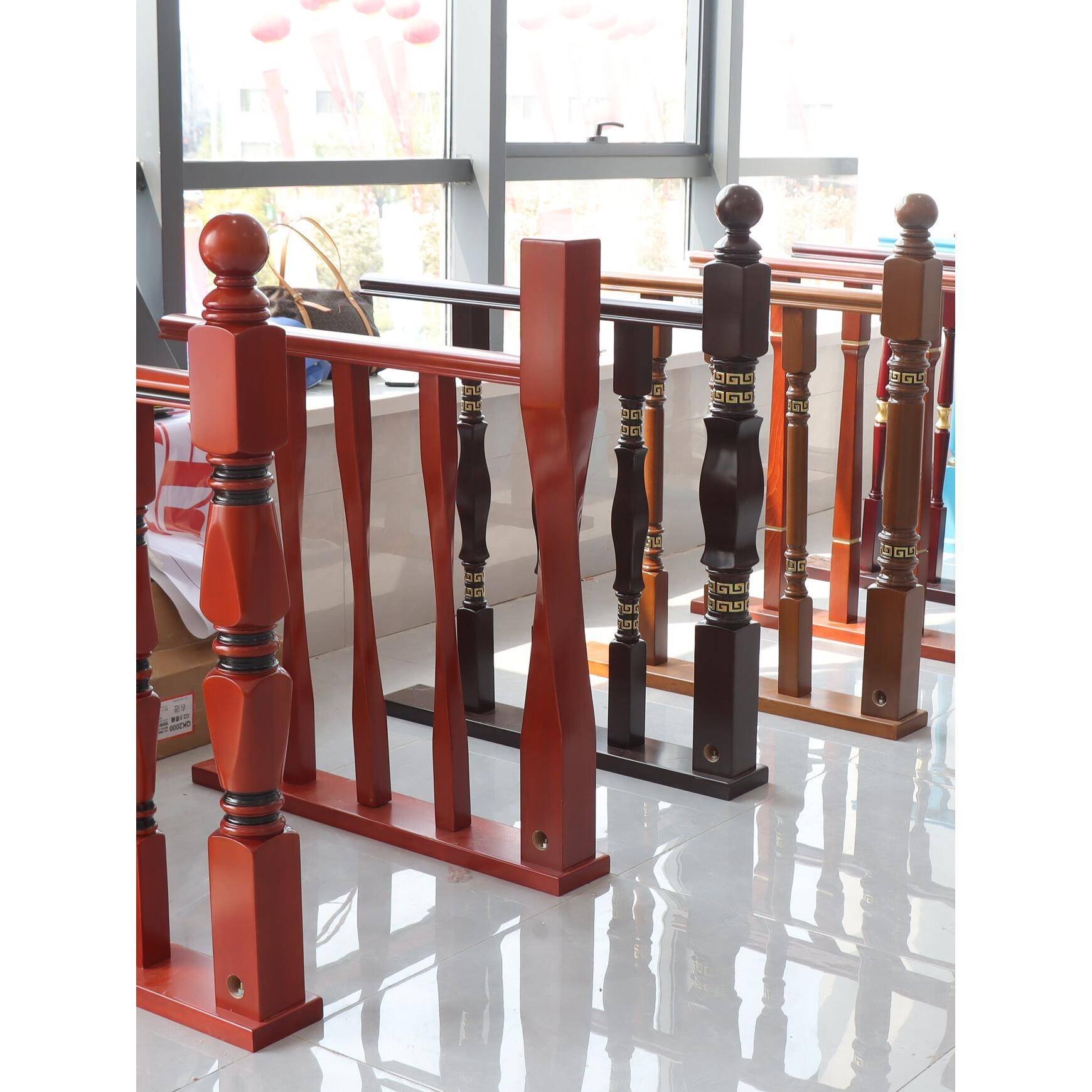 采购产品实木楼梯扶手,柱子,阳台护栏,白色油漆室内栏杆,现代