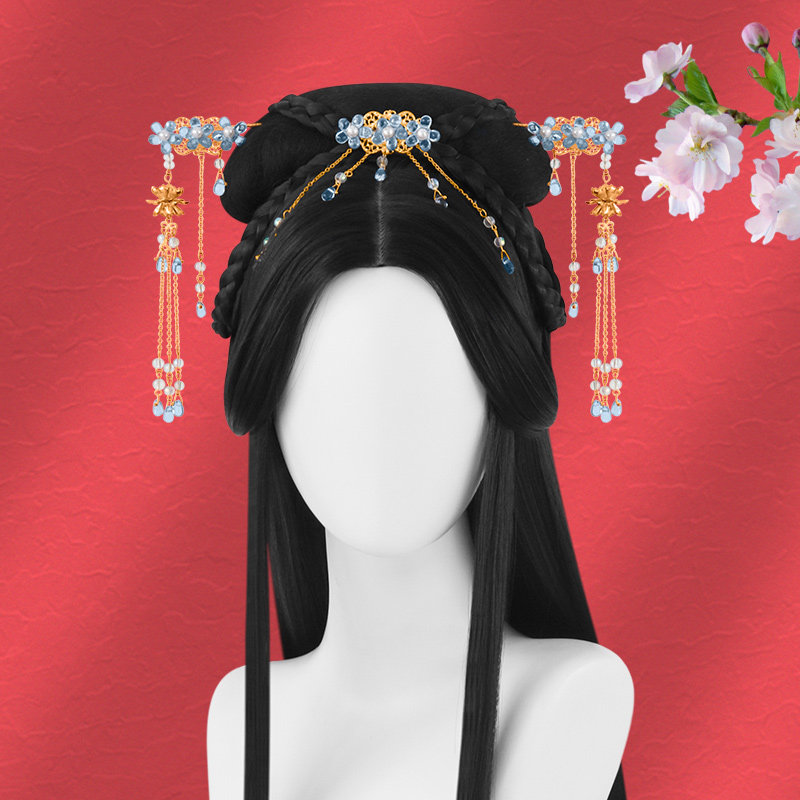 宋制明制古装整顶头套式汉服假发女古典全套头古风长直发造型cos