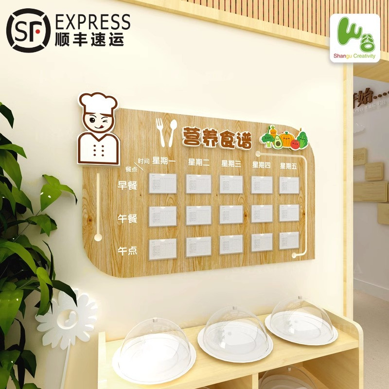 幼儿园食谱一周美食儿童营养装饰方便更换毛毡公告