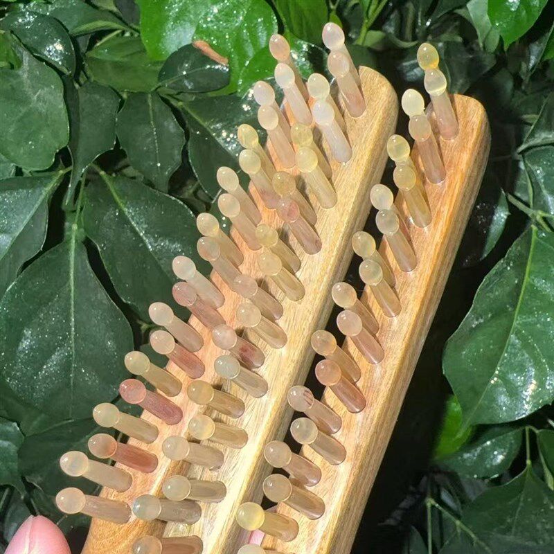 【一梳两用】绿檀羊角加厚双排叉齿梳多功能直发卷发梳头按摩脖子