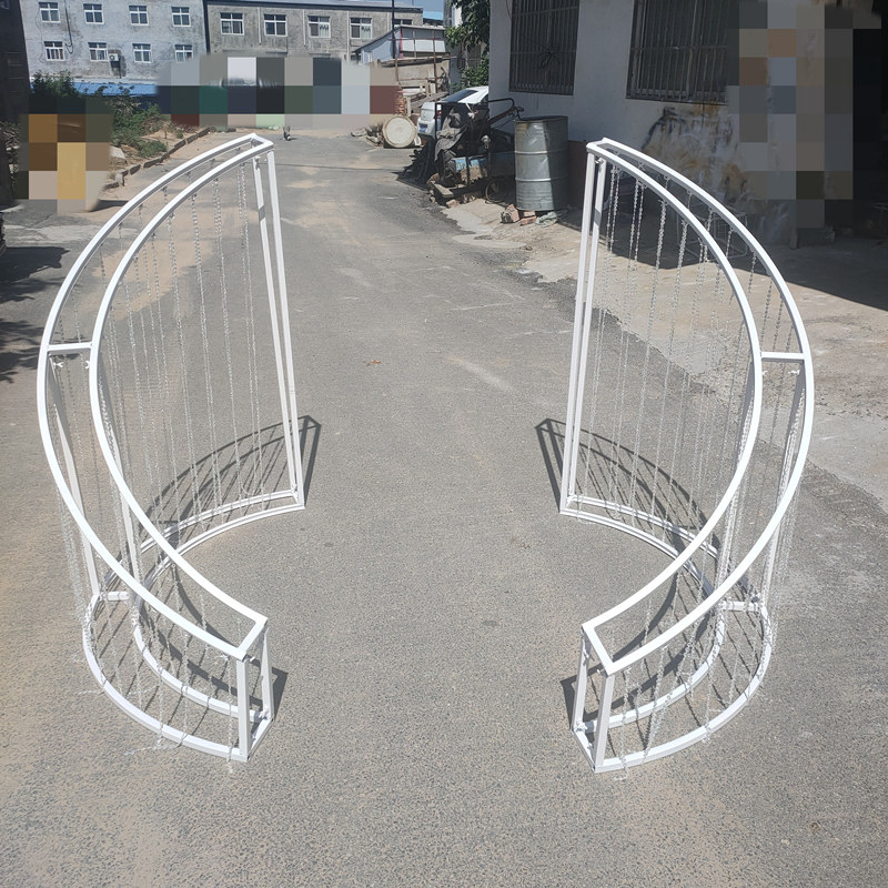 新款婚庆道具铁艺围栏栅栏交接区道具定制T台等候区欧式弧形装饰