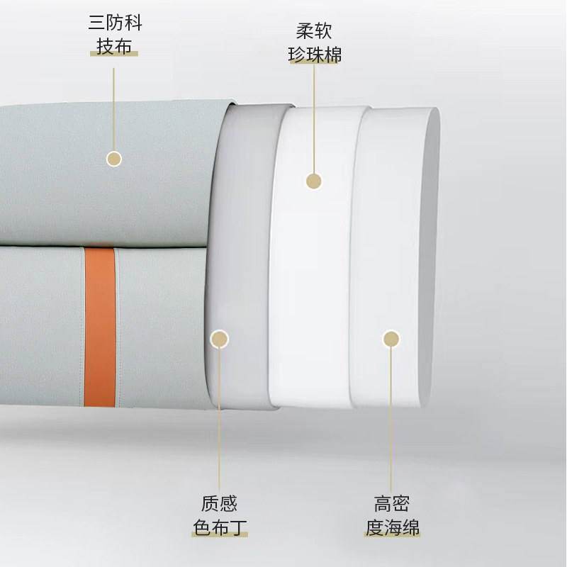 床头软包靠背垫榻榻米自粘可拆洗靠枕2023新款科技布海绵靠背软包