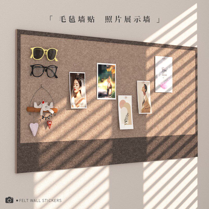 卧室照片墙床边毛毡墙贴拍立得相片展示墙创意收纳免打孔软木板墙