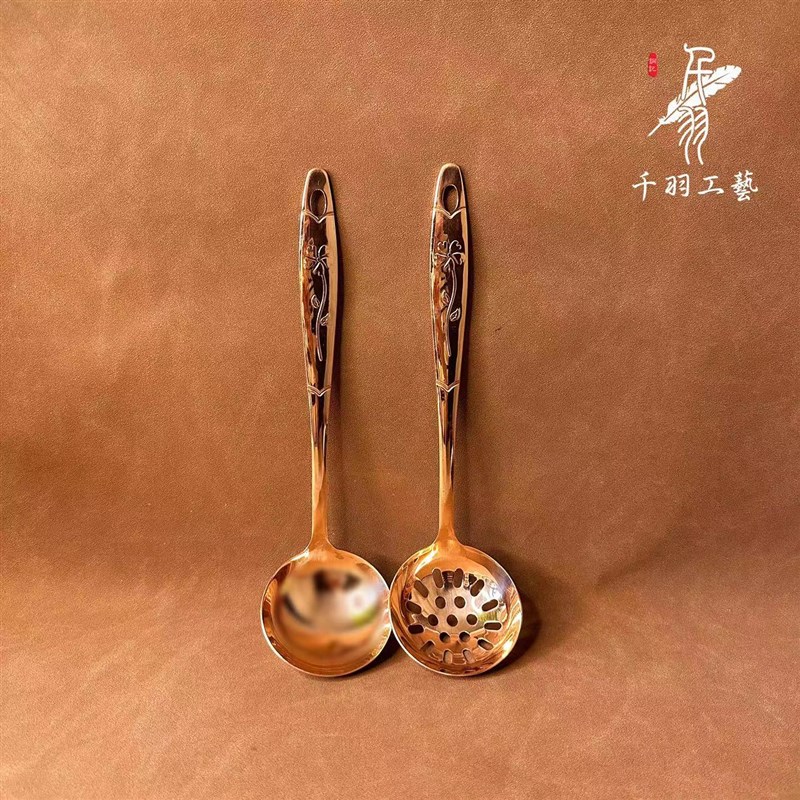 紫铜筷子勺子碗汤勺铲子家用吃饭厨房用中式餐具