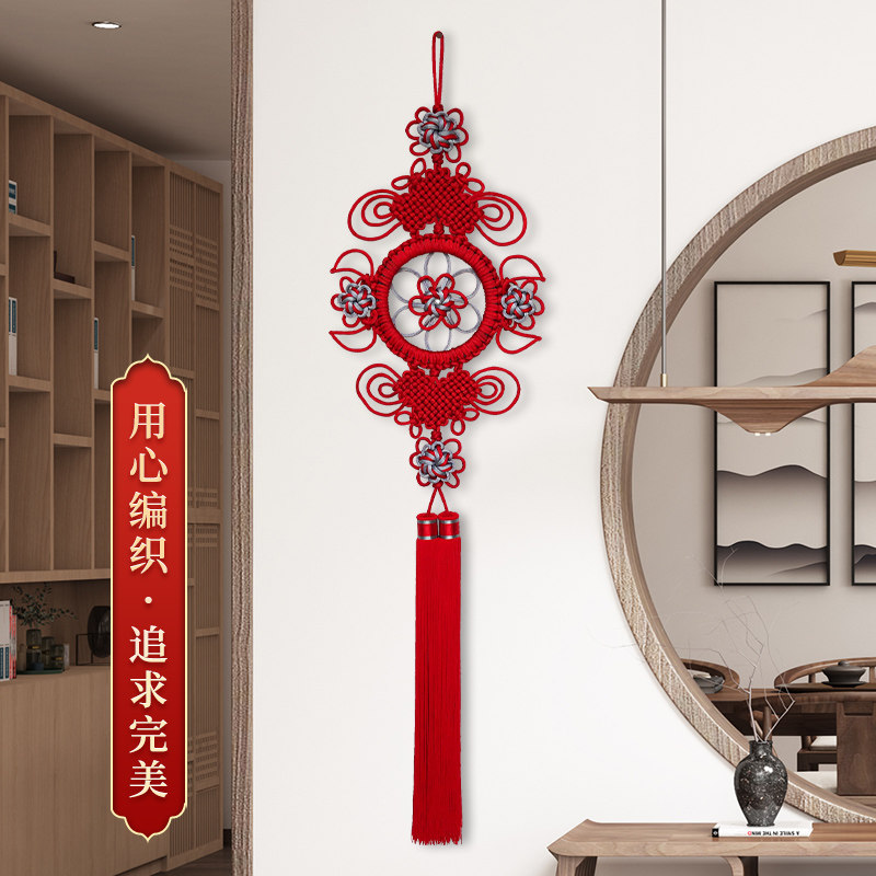 新款中国结挂件手工编织荷花荷塘装饰客厅卧室电视背景墙乔迁挂饰