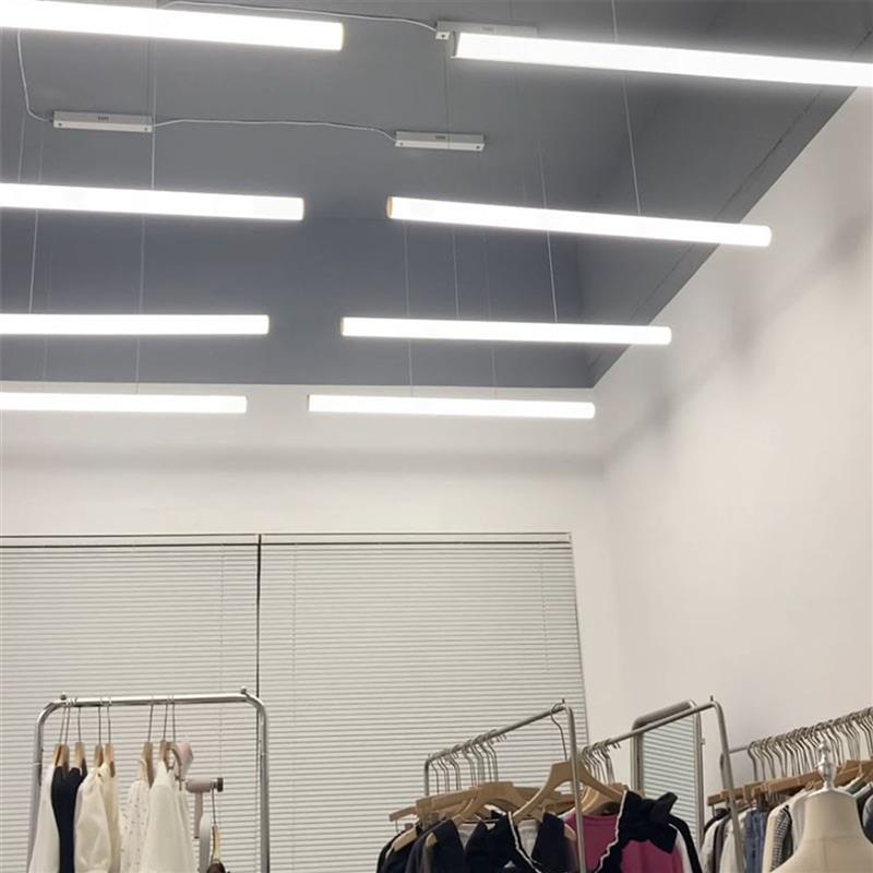 极简长条灯办公室吊灯圆形灯管餐厅吧台超市照明灯餐桌吊线灯具