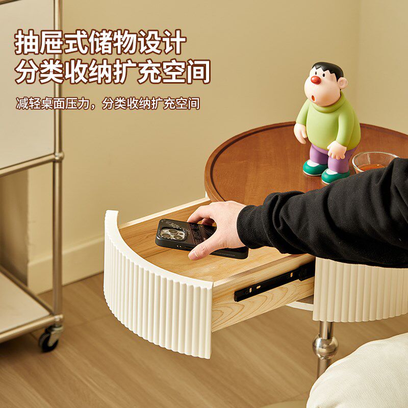 威展2025热销客厅沙发边几原木风实木圆桌子简易家用卧室床头角几