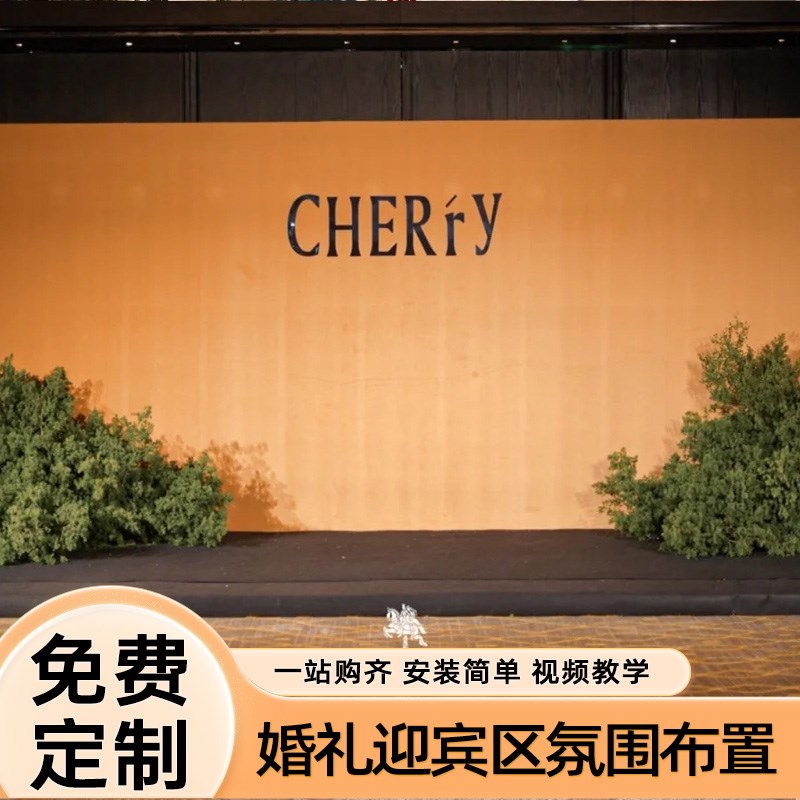 婚礼迎宾区布置装饰背景板中式结婚现场KT板留影创意户外签到台