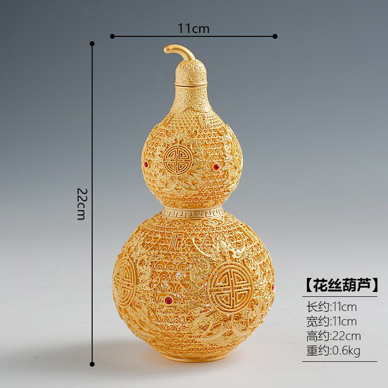 铜之美  花丝吉祥葫芦摆件纯黄铜工艺礼品摆饰办公室客厅玄关家居