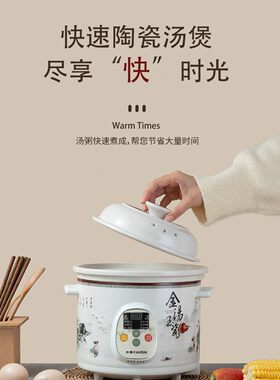 泉尔思1.5/2/3/4/5L电脑版快速炖电炖煲陶瓷炖锅大容量智能炖煮锅