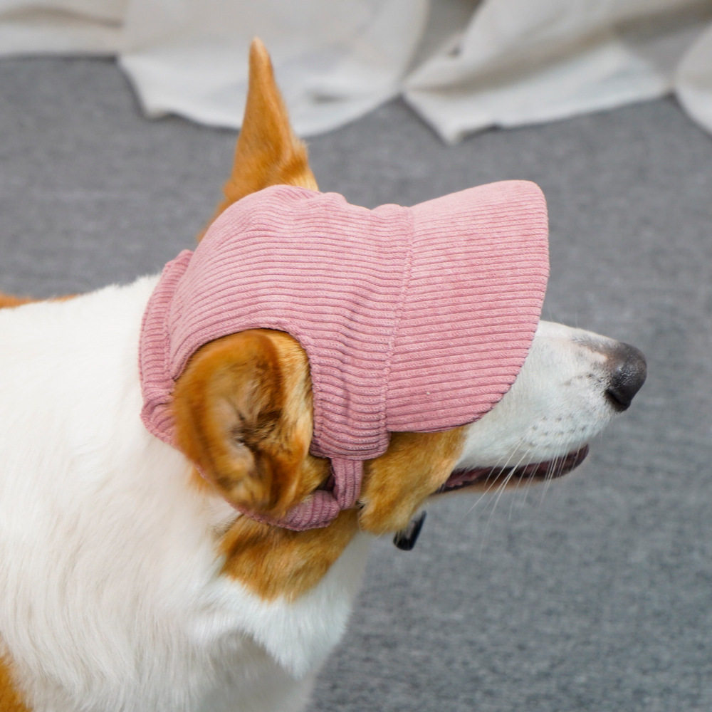 狗狗猫咪通用帽子灯芯绒宠物遮阳帽漏耳棒球帽中小型犬拍照防晒帽