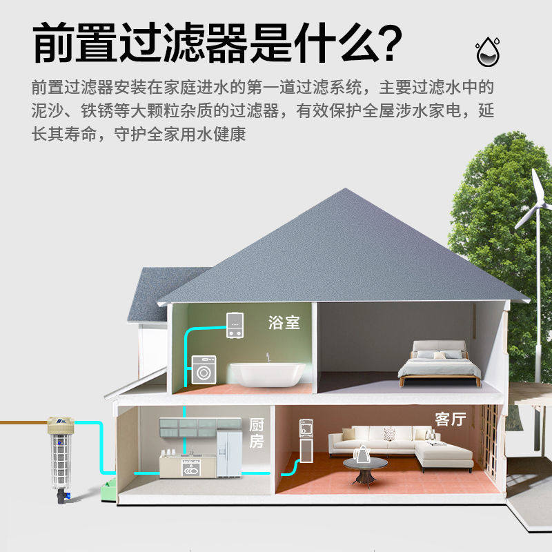 农村井水水塔前置过滤器进户水管杂质自来水入户家用井水口净水机